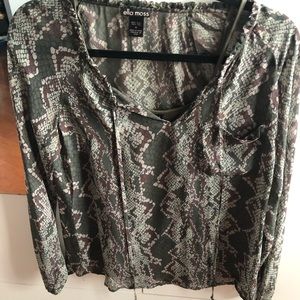 100% silk animal print blouse